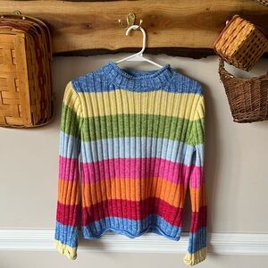 Vintage 90a Y2K Crazy Stripe Rollneck Sweater Rory Gilmore Clueless M